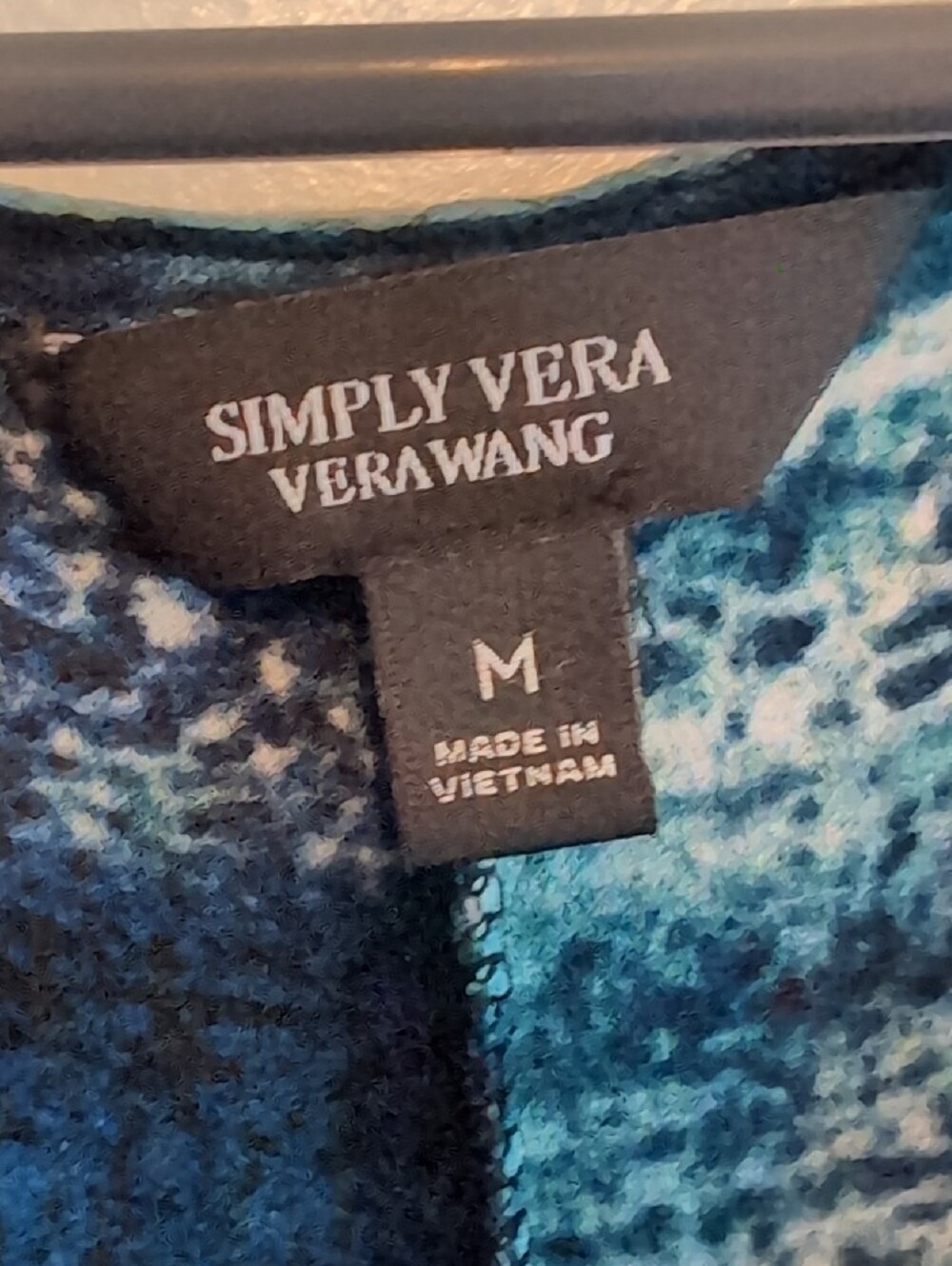 Simply Vera Vera Wang Teal & Navy Abstract Long Sleeve Dress - Picture 2 of 5